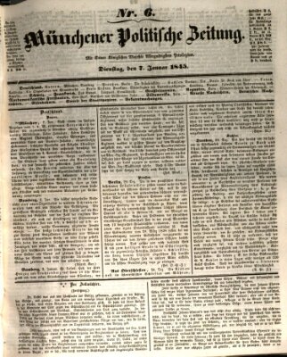 Münchener politische Zeitung (Süddeutsche Presse) Dienstag 7. Januar 1845