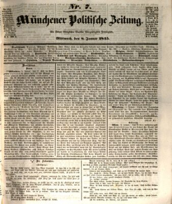 Münchener politische Zeitung (Süddeutsche Presse) Mittwoch 8. Januar 1845