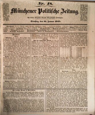 Münchener politische Zeitung (Süddeutsche Presse) Dienstag 21. Januar 1845