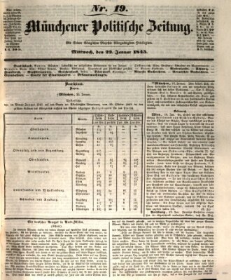 Münchener politische Zeitung (Süddeutsche Presse) Mittwoch 22. Januar 1845