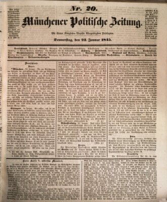 Münchener politische Zeitung (Süddeutsche Presse) Donnerstag 23. Januar 1845