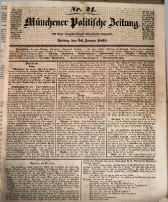 Münchener politische Zeitung (Süddeutsche Presse) Freitag 24. Januar 1845