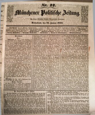 Münchener politische Zeitung (Süddeutsche Presse) Samstag 25. Januar 1845