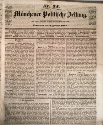 Münchener politische Zeitung (Süddeutsche Presse) Samstag 8. Februar 1845