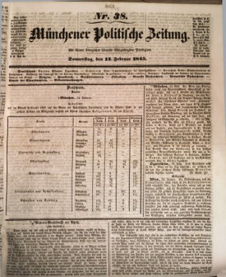 Münchener politische Zeitung (Süddeutsche Presse) Donnerstag 13. Februar 1845