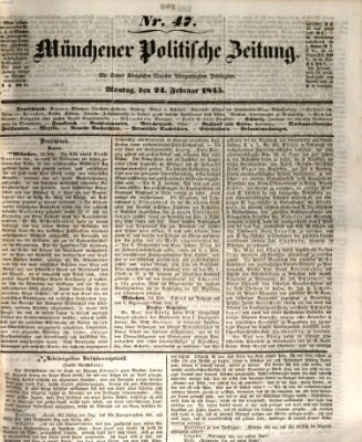 Münchener politische Zeitung (Süddeutsche Presse) Montag 24. Februar 1845