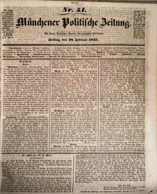 Münchener politische Zeitung (Süddeutsche Presse) Freitag 28. Februar 1845