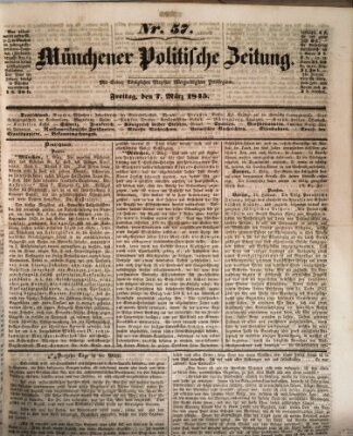 Münchener politische Zeitung (Süddeutsche Presse) Freitag 7. März 1845