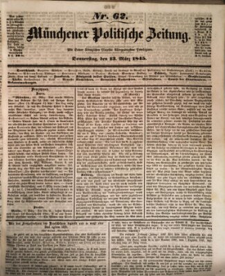 Münchener politische Zeitung (Süddeutsche Presse) Donnerstag 13. März 1845