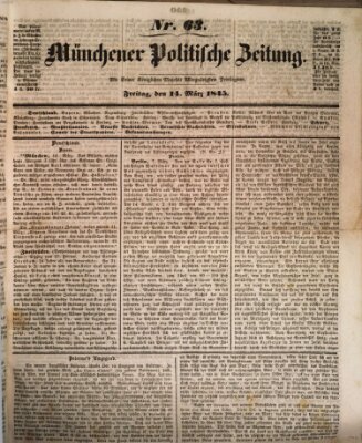 Münchener politische Zeitung (Süddeutsche Presse) Freitag 14. März 1845