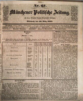 Münchener politische Zeitung (Süddeutsche Presse) Mittwoch 19. März 1845