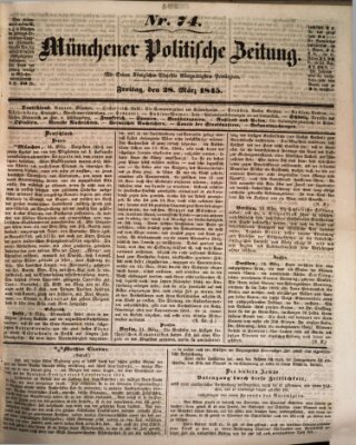 Münchener politische Zeitung (Süddeutsche Presse) Freitag 28. März 1845