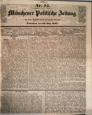 Münchener politische Zeitung (Süddeutsche Presse) Samstag 29. März 1845