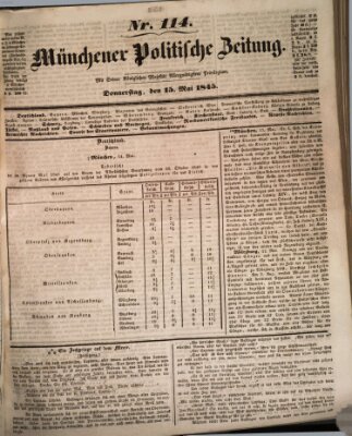 Münchener politische Zeitung (Süddeutsche Presse) Donnerstag 15. Mai 1845