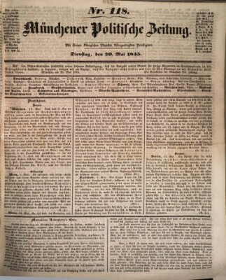 Münchener politische Zeitung (Süddeutsche Presse) Dienstag 20. Mai 1845