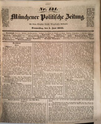 Münchener politische Zeitung (Süddeutsche Presse) Donnerstag 5. Juni 1845