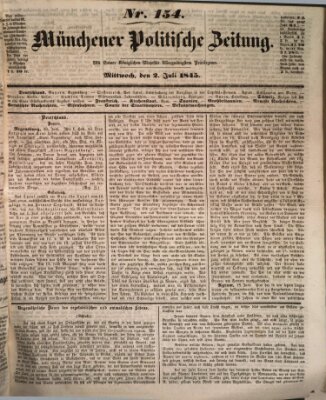 Münchener politische Zeitung (Süddeutsche Presse) Mittwoch 2. Juli 1845