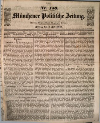 Münchener politische Zeitung (Süddeutsche Presse) Freitag 4. Juli 1845