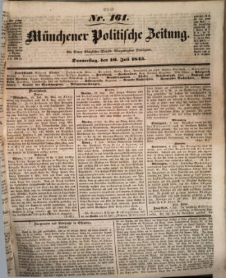 Münchener politische Zeitung (Süddeutsche Presse) Donnerstag 10. Juli 1845