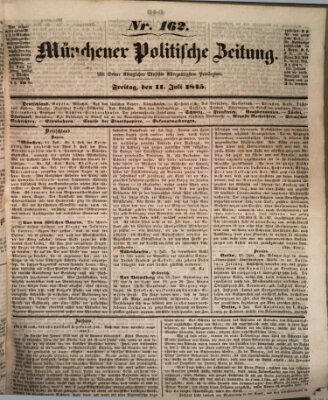 Münchener politische Zeitung (Süddeutsche Presse) Freitag 11. Juli 1845