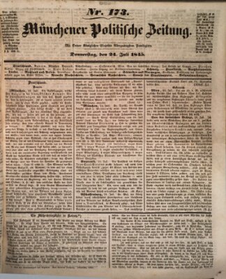 Münchener politische Zeitung (Süddeutsche Presse) Donnerstag 24. Juli 1845