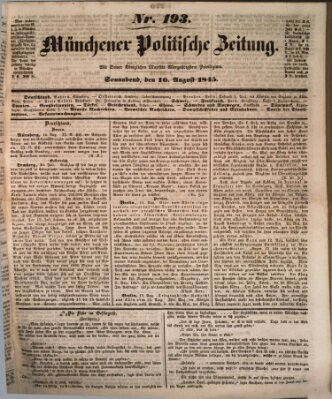 Münchener politische Zeitung (Süddeutsche Presse) Samstag 16. August 1845