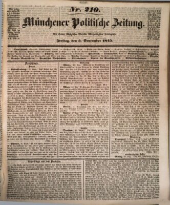 Münchener politische Zeitung (Süddeutsche Presse) Freitag 5. September 1845