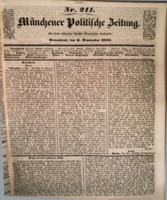 Münchener politische Zeitung (Süddeutsche Presse) Samstag 6. September 1845