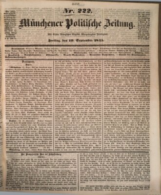 Münchener politische Zeitung (Süddeutsche Presse) Freitag 19. September 1845