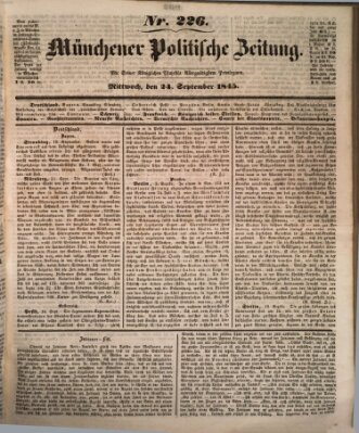 Münchener politische Zeitung (Süddeutsche Presse) Mittwoch 24. September 1845