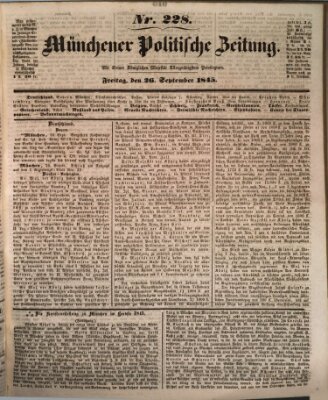 Münchener politische Zeitung (Süddeutsche Presse) Freitag 26. September 1845