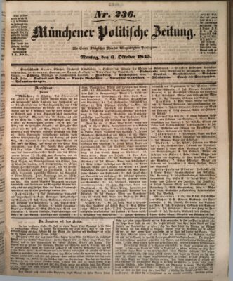 Münchener politische Zeitung (Süddeutsche Presse) Montag 6. Oktober 1845