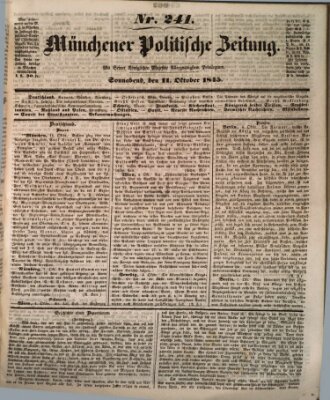 Münchener politische Zeitung (Süddeutsche Presse) Samstag 11. Oktober 1845