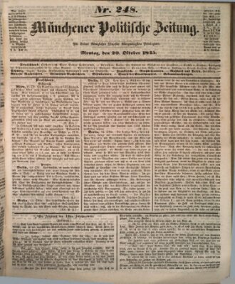 Münchener politische Zeitung (Süddeutsche Presse) Montag 20. Oktober 1845