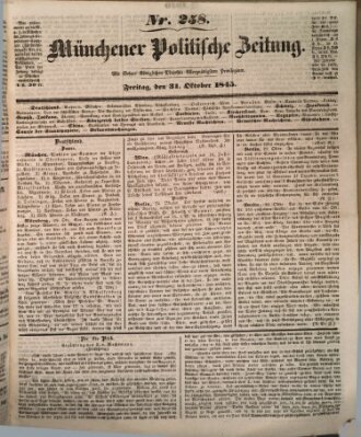 Münchener politische Zeitung (Süddeutsche Presse) Freitag 31. Oktober 1845