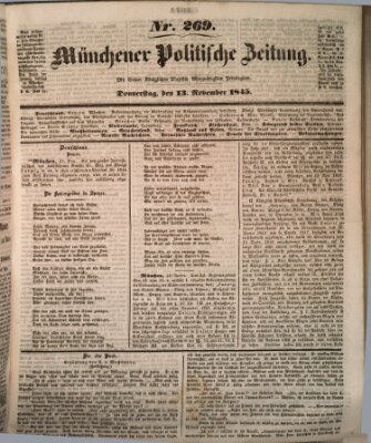 Münchener politische Zeitung (Süddeutsche Presse) Donnerstag 13. November 1845