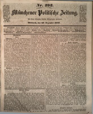 Münchener politische Zeitung (Süddeutsche Presse) Mittwoch 10. Dezember 1845