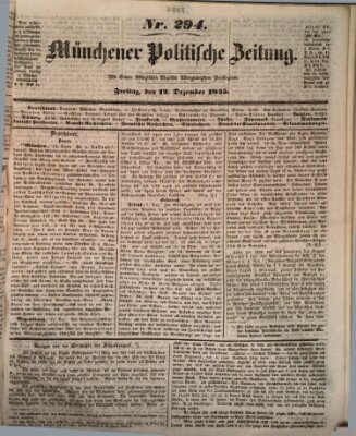 Münchener politische Zeitung (Süddeutsche Presse) Freitag 12. Dezember 1845