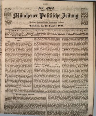 Münchener politische Zeitung (Süddeutsche Presse) Samstag 20. Dezember 1845