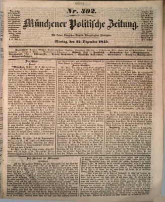 Münchener politische Zeitung (Süddeutsche Presse) Montag 22. Dezember 1845