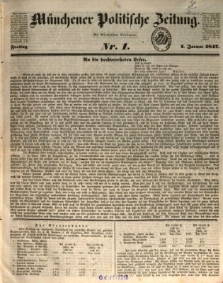 Münchener politische Zeitung (Süddeutsche Presse) Freitag 1. Januar 1847