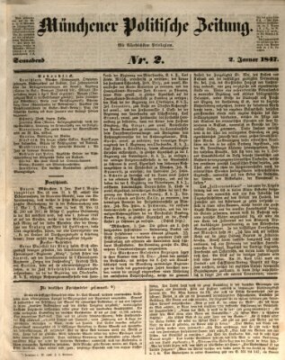 Münchener politische Zeitung (Süddeutsche Presse) Samstag 2. Januar 1847