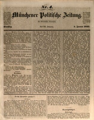 Münchener politische Zeitung (Süddeutsche Presse) Dienstag 5. Januar 1847