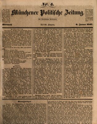 Münchener politische Zeitung (Süddeutsche Presse) Mittwoch 6. Januar 1847