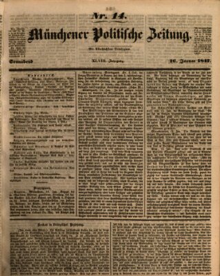 Münchener politische Zeitung (Süddeutsche Presse) Samstag 16. Januar 1847