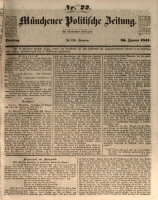 Münchener politische Zeitung (Süddeutsche Presse) Dienstag 26. Januar 1847