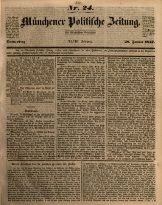 Münchener politische Zeitung (Süddeutsche Presse) Donnerstag 28. Januar 1847