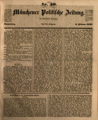 Münchener politische Zeitung (Süddeutsche Presse) Donnerstag 4. Februar 1847