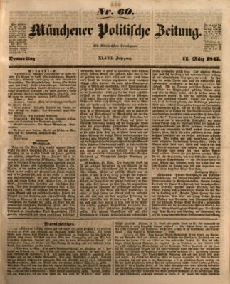 Münchener politische Zeitung (Süddeutsche Presse) Donnerstag 11. März 1847