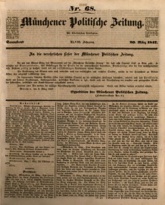 Münchener politische Zeitung (Süddeutsche Presse) Samstag 20. März 1847